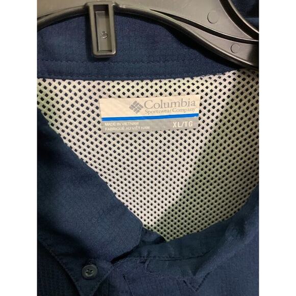 Columbia Shirt Men's XLarge Blue Vent Long Sleeve Button Fishing Omni-Shade PFG - Picture 2 of 4